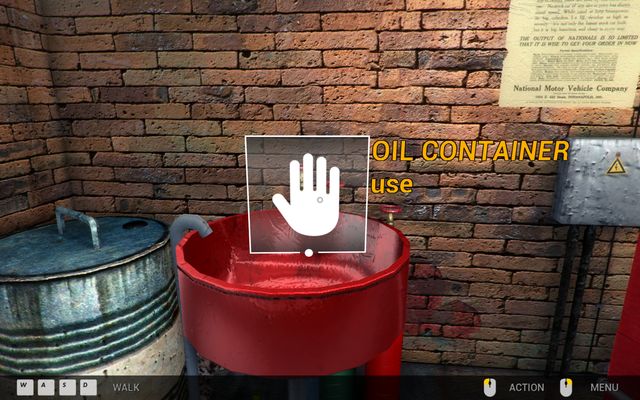 Oil Container is for filling resources in the jerrycans - First garage - Garage walks - Car Mechanic Simulator 2014 - Game Guide and Walkthrough