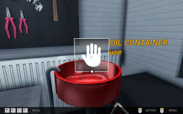 Oil container will allow you to fill reserves of that liquid - Third garage - Garage walks - Car Mechanic Simulator 2014 - Game Guide and Walkthrough