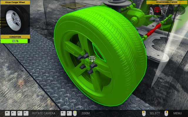 To get to the power rack steering you need to twist off a wheel and an axle. - Order 9 - Aisan Cougar - Orders - First garage - Car Mechanic Simulator 2014 - Game Guide and Walkthrough