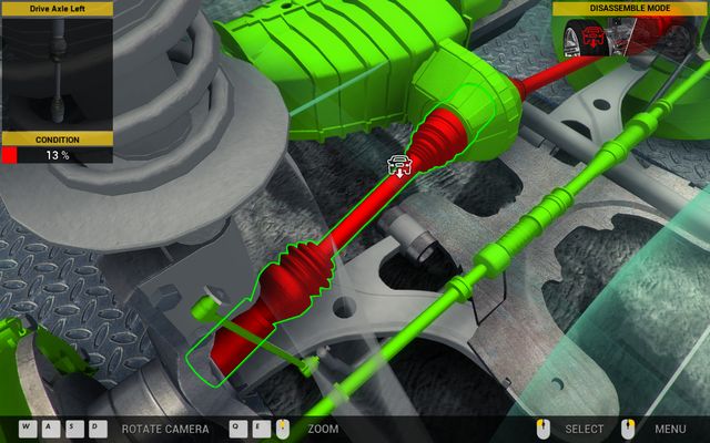 Disassembling of the axle is just matter of single unscrewing. - Order 16 - Revton Wind - Orders - First garage - Car Mechanic Simulator 2014 - Game Guide and Walkthrough