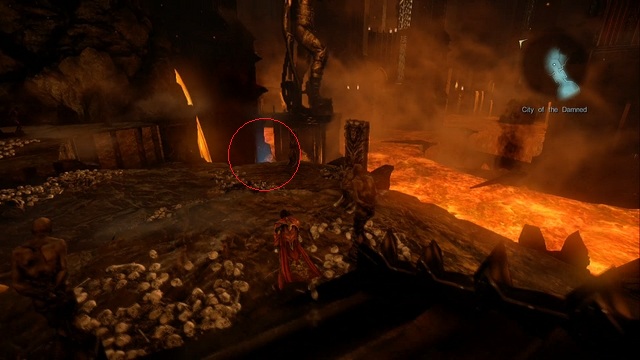 The red marker indicates the location of a Pain Box. - Mission 2 - The Three Gorgons - The Main Campaign - walkthrough - Castlevania: Lords of Shadow 2 - Game Guide and Walkthrough
