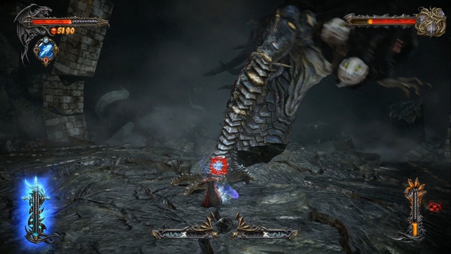 When the boss smashes his hand in the ground, use Void Projections to freeze it and climb it. - Mission 2 - The Three Gorgons - The Main Campaign - walkthrough - Castlevania: Lords of Shadow 2 - Game Guide and Walkthrough