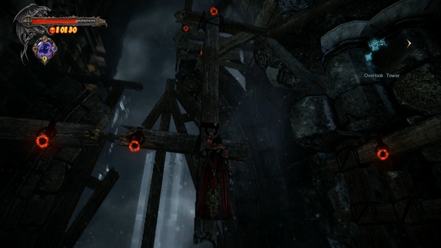 The upper climbing route leads to a keyhole for a Dungeon Key. - Mission 7 - Pieces of a Mirror - The Main Campaign - walkthrough - Castlevania: Lords of Shadow 2 - Game Guide and Walkthrough