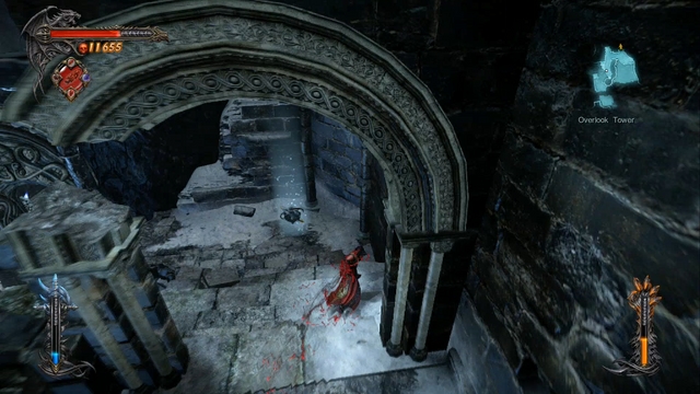 To get to a Pain Box in front of you, you must jump onto a marked ledge. - Mission 7 - Pieces of a Mirror - The Main Campaign - walkthrough - Castlevania: Lords of Shadow 2 - Game Guide and Walkthrough