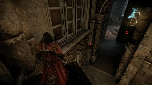 The screen shows the order in which you must jump to reach a Pain Box. - Mission 8 - The Hooded Man - The Main Campaign - walkthrough - Castlevania: Lords of Shadow 2 - Game Guide and Walkthrough
