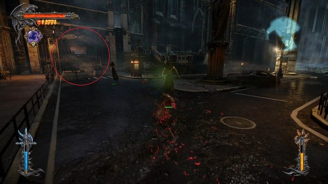 Red mark indicates the place you must go to now. - Arts District - Collectibles - second pass - Castlevania: Lords of Shadow 2 - Game Guide and Walkthrough