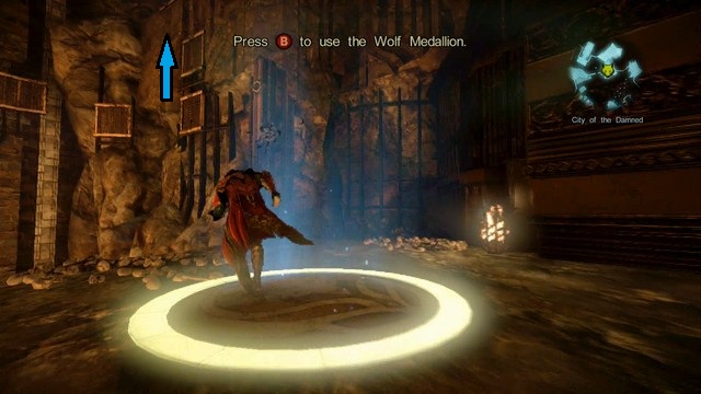 The arrow points the route to the keyhole. - City of the Damned - Collectibles - second pass - Castlevania: Lords of Shadow 2 - Game Guide and Walkthrough