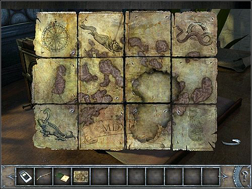 It's time to put the map fragments into one (right mouse button in the inventory) - Walkthrough - Brittany - Museum - Part 2 - Brittany - Chronicles of Mystery: The Tree of Life - Game Guide and Walkthrough