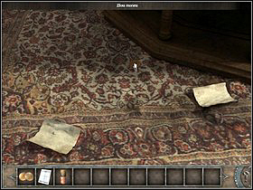 Afterwards take a look at the floor there (zoom) and pick up the golden coin lying there (and automatically two paper pieces - whichever you click as the first, you will get all the 
