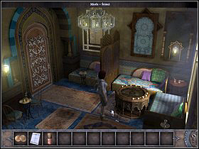 After the conversation with Fatima, go to the main part of the cafe (cursor on the lower part of the screen) - Walkthrough - Cairo - Cafe - Cairo - Chronicles of Mystery: The Tree of Life - Game Guide and Walkthrough