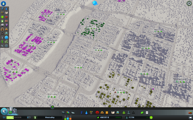 This view will color all buildings in the city that import or export commodities outside city borders - Commodities view - Information panel - Cities: Skylines - Game Guide and Walkthrough
