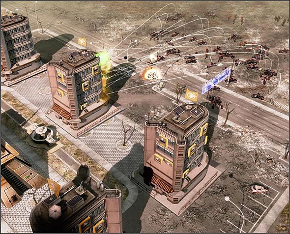 The northern center is defended by grenadier squads hidden in civil buildings. - The Rio Insurrection - Act 1 - Command & Conquer 3: Kanes Wrath - Game Guide and Walkthrough