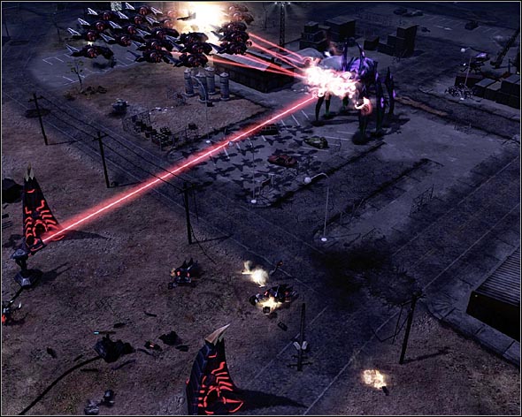 Let the Eradicator get into the range of your turrets before attacking it at full scale. - Hearts and Minds - Act 2 - Command & Conquer 3: Kanes Wrath - Game Guide and Walkthrough