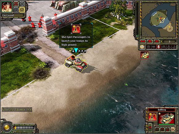 Bullfrog has a catapult, which can fire loaded in units - Soviets - Leningrad - part 2 - Soviets - Command & Conquer: Red Alert 3 - Game Guide and Walkthrough