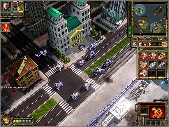 You can't beat two flying machines near stock exchanged but you can use Magnetic Satellite on them - Soviets - New York City - part 2 - Soviets - Command & Conquer: Red Alert 3 - Game Guide and Walkthrough