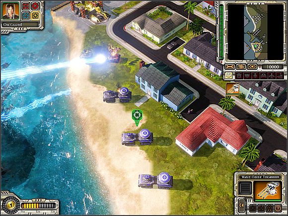 Following the destruction of the vehicles, your MCV will unpack on the shore [1] - Empire of The Rising Sun - Santa Monica - Empire of The Rising Sun - Command & Conquer: Red Alert 3 - Game Guide and Walkthrough