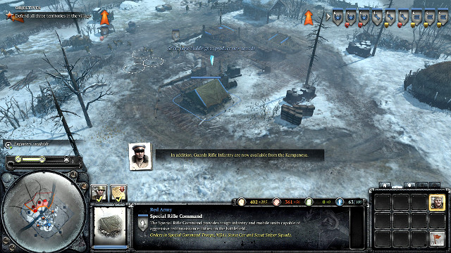 Produce and improve on the guard riflemen as often as you get the opportunity to - Mission 03 - Support Is On The Way - The Campaign Mode - Company of Heroes 2 - Game Guide and Walkthrough