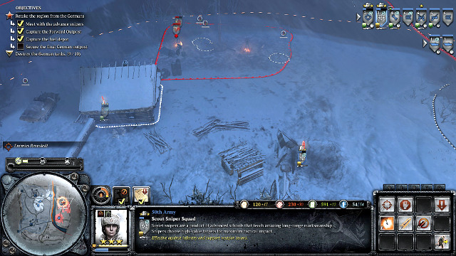 As soon as the mortars are neutralized, the rest of the soldiers should pose no threat - Mission 04 - The Miraculous Winter - The Campaign Mode - Company of Heroes 2 - Game Guide and Walkthrough