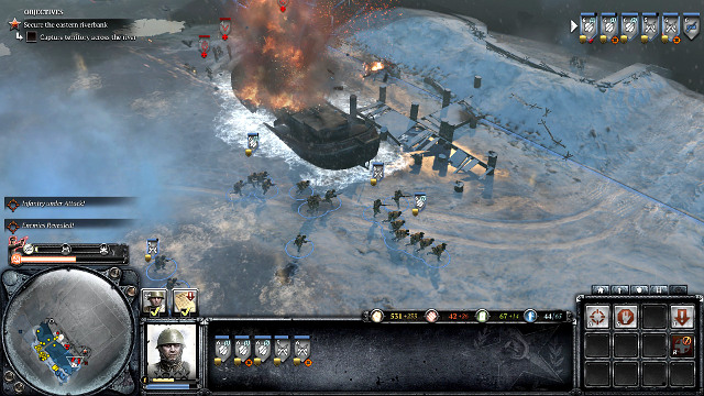 Keep away from the ship. It will explode as soon as you come near - Mission 07 - Land Bridge to Leningrad - The Campaign Mode - Company of Heroes 2 - Game Guide and Walkthrough