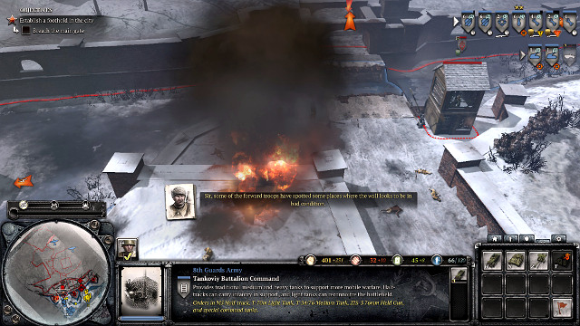 The destroyed bridge will be impossible to cross - Mission 12 - Poznan Citadel - The Campaign Mode - Company of Heroes 2 - Game Guide and Walkthrough