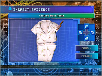 You will have to ask Amita two more questions - Case 4 - Crime scene - part 1 - Case 4 - In Your Eyes - Crime Scene Investigation: Hard Evidence - Game Guide and Walkthrough