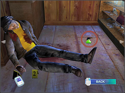 Now you will have to inspect the left wall, so make sure that you've moved the camera properly - Case 5 - Crime Scene - part 1 - Case 5 - The Peacemaker - Crime Scene Investigation: Hard Evidence - Game Guide and Walkthrough