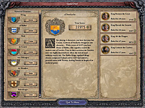 Sum up screen after the end of the game. - Resources - Basics - Crusader Kings II - Game Guide and Walkthrough