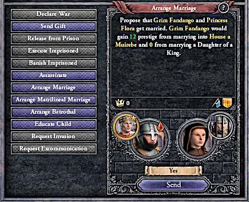The same son can make a marriage after confering a bishopric and still develop the House. - Basics - House - Crusader Kings II - Game Guide and Walkthrough