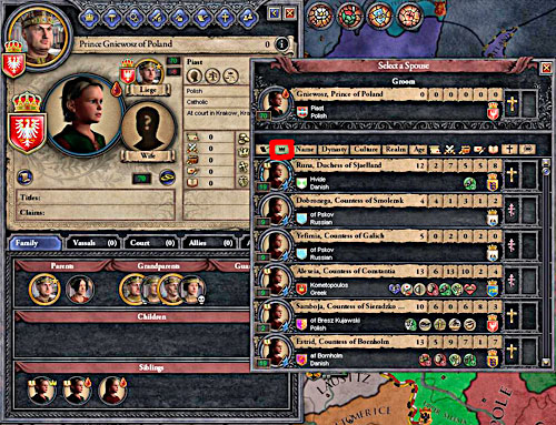 During choosing the spouse you can use filters. - Marriages - House - Crusader Kings II - Game Guide and Walkthrough