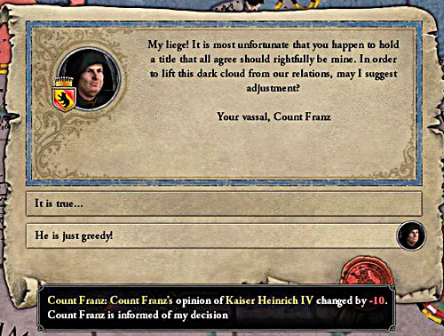 Vassals often claim sovereigns lands. - How to care about human relations? - Characters - Crusader Kings II - Game Guide and Walkthrough