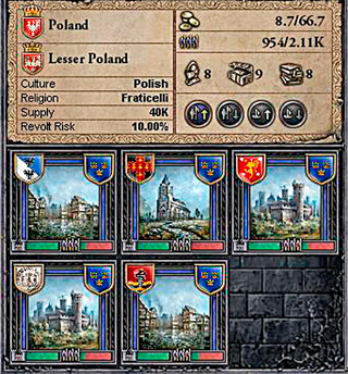 Sum of technological levels in the particular county is seen in its profile (icons of helmet, chest and books). - How does it work? - Technology - Crusader Kings II - Game Guide and Walkthrough