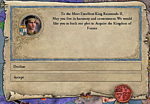 Sometimes NPC's convincing you to take a part in the war intrigue. Its worth to consider their proposition. - How to declare a war? - Military - Crusader Kings II - Game Guide and Walkthrough