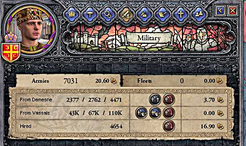 Usually vassals have more army than their sovereigns. - An army and battle - Military - Crusader Kings II - Game Guide and Walkthrough