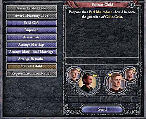 Educating your children makes you sure about choice of their features. - Educate child - Diplomacy - Crusader Kings II - Game Guide and Walkthrough