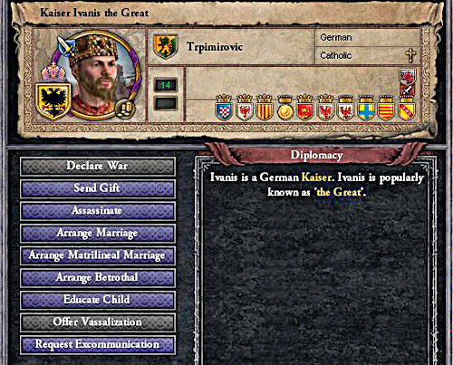 Diplomatic option are contextual, they change depend on with who youre talking with. - Diplomatic option index - Diplomacy - Crusader Kings II - Game Guide and Walkthrough
