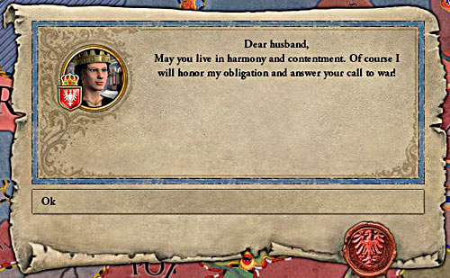 War help is a best wedding anniversary gift! - Count - Riding on a Top - Crusader Kings II - Game Guide and Walkthrough