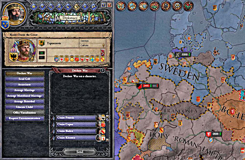 Although big part of empire belongs to the king of Sweden, he cant fight for the emperors crown. - King - Riding on a Top - Crusader Kings II - Game Guide and Walkthrough