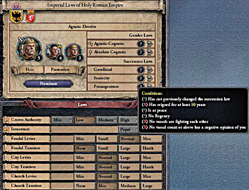 You have to fullfill all six terms (look at: House: Succession: Principate) - Emperor - Riding on a Top - Crusader Kings II - Game Guide and Walkthrough