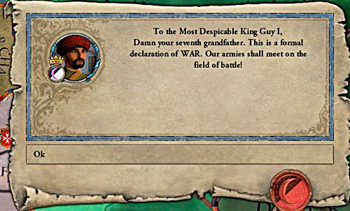 This statement is so often, that youll stop noticing it. - The Third Crusade - Official scenarios - Crusader Kings II - Game Guide and Walkthrough
