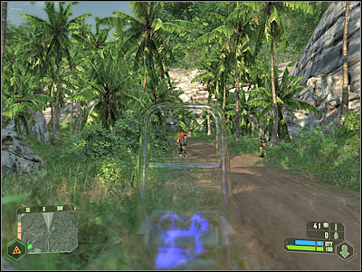 You won't have to leave the main road for the time being, because you won't encounter any additional troops here - Mission 1 - part 5 - Mission 1 - Contact - Crysis - Game Guide and Walkthrough