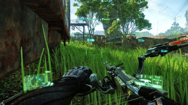 After you see the cutscene, jump down to the area protected by the turret tower - Destroy the turrets - Welcome to the Jungle - Crysis 3 - Game Guide and Walkthrough