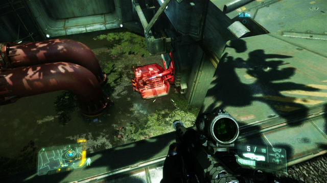 Ahead of you, there is an empty container, and a sewer entrance, shown in the screenshot - Make your way to System-X - The Root of All Evil - Crysis 3 - Game Guide and Walkthrough
