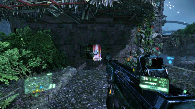 As soon as there are no more enemies within sight, cross to the other side (defuse the mines in the plank between the buildings) and enter the building that has been occupied by the enemy - Destroy the first defense system - Only Human - Crysis 3 - Game Guide and Walkthrough