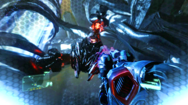 When the enemy starts to gather the blue energy in the three appendages, it is a sign to take cover - Destroy Alpha-Ceph - Gods and Monsters - Crysis 3 - Game Guide and Walkthrough