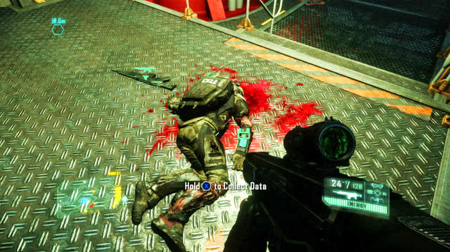 Before you descend to the CELL lab, before you enter the elevator, you will notice a corpse with data on - Safeties Off - CELL intel data and posters - Crysis 3 - Game Guide and Walkthrough