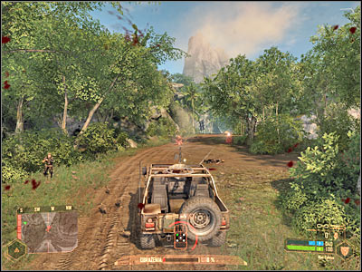 Leave the car once you're close enough to the blockade, because you'll have to continue on foot from now - Reaching the campsite - Mission 1: Call me Ishmael - Crysis Warhead - Game Guide and Walkthrough