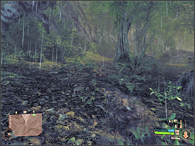 Sadly, you won't be able to feel safe even when you're travelling in the forest, because at least one enemy group is patrolling this area (screen) - Securing the camera I - Mission 2: Shore Leave - Crysis Warhead - Game Guide and Walkthrough