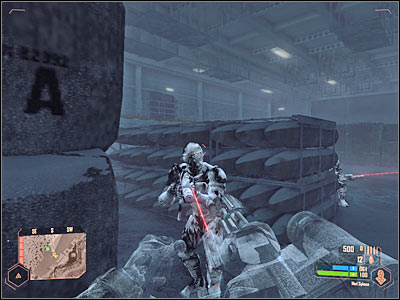 I guess you may have some serious problems with one of the soldiers, because he'll be standing on an upper balcony - Finding the exit from the aircraft carrier - Mission 4: Frozen Paradise - Crysis Warhead - Game Guide and Walkthrough