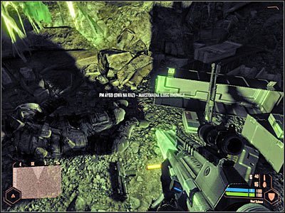 Eventually you should be able to reach a very small tunnel, so it means you'll have to crouch here (screen) - Leaving the caves - Mission 5: Below the Thunder - Crysis Warhead - Game Guide and Walkthrough