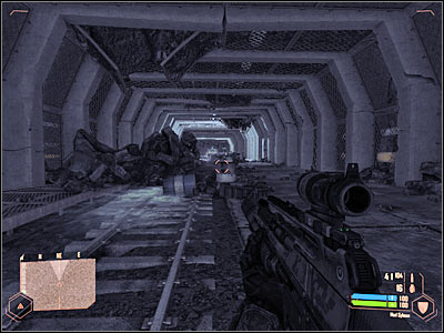 Wait for the humvee to get closer to your position and use the cannon to blow it up from a safe distance (screen) - Finding the loading terminal II - Mission 5: Below the Thunder - Crysis Warhead - Game Guide and Walkthrough